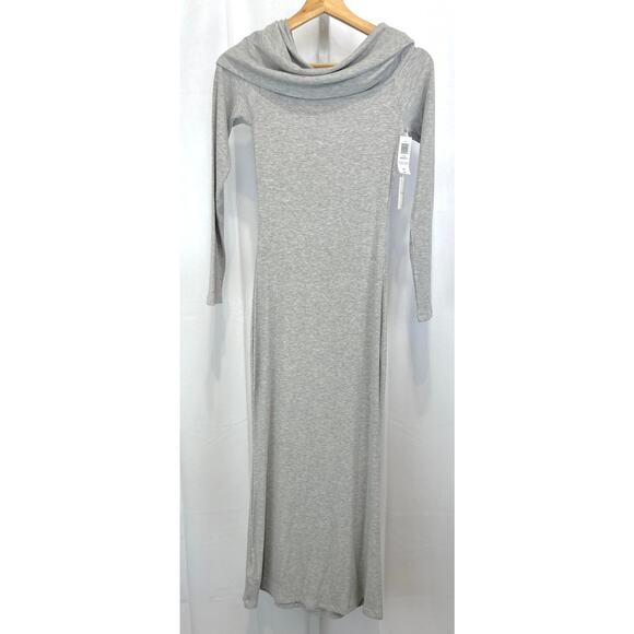 NWT THE GROUP Aritzia Luxe Lounge Meridian Dress Off Shoulder Heather Chrome M - Picture 2 of 11